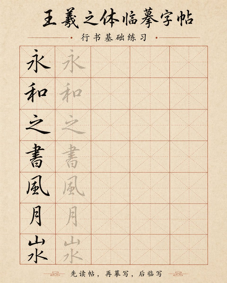 生成一张【字体】书法临摹字帖