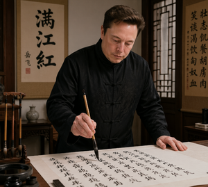 照片级真实感的书法学者场景