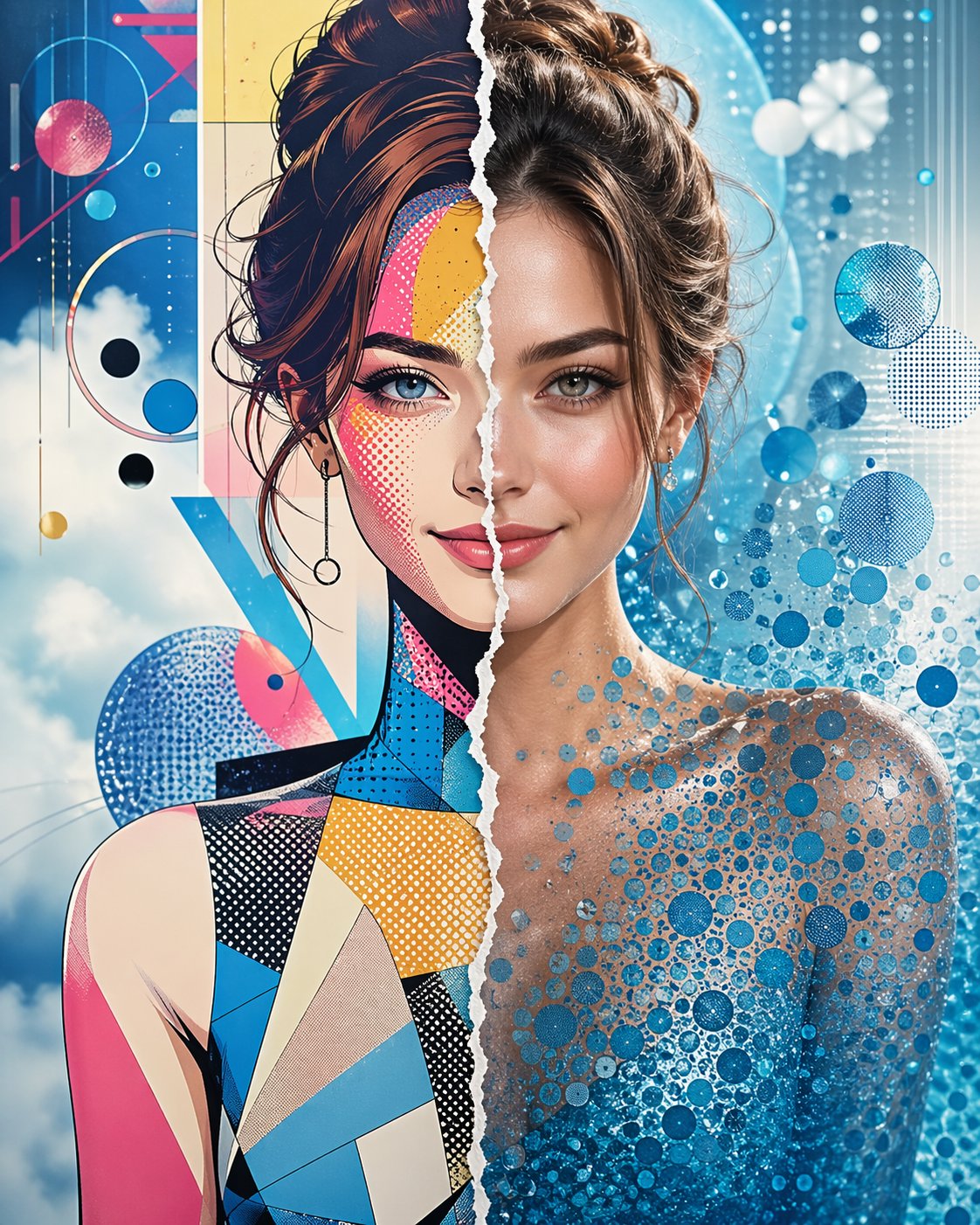 Split Face Portrait Painting